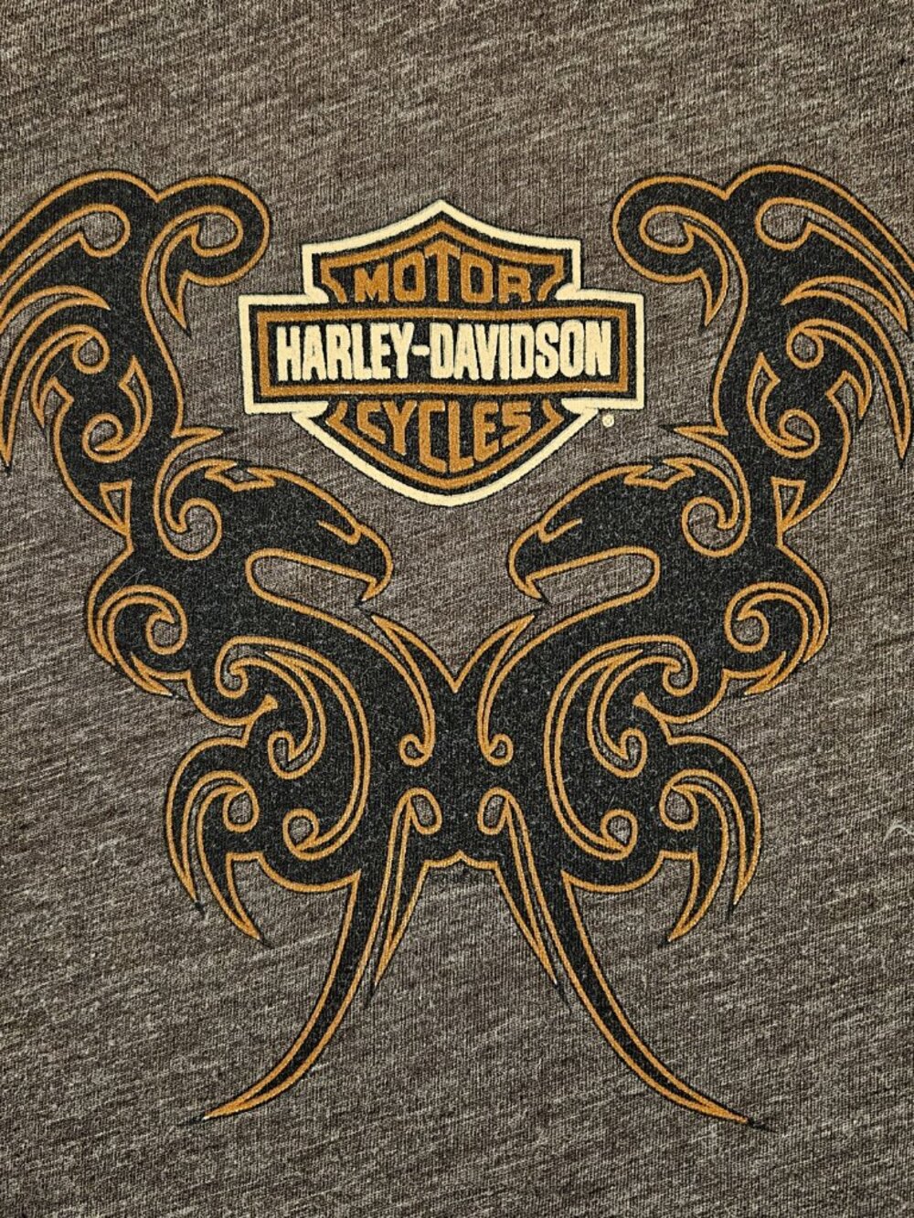 Womens Harley Davidson Tattoo Sleeve t-shirt XL Vintage Y2K Brown Biker ABQ Bike - Picture 2 of 8